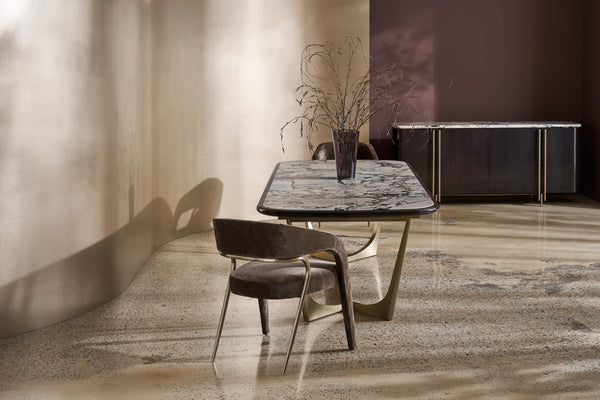 Vena Dining Table - Calcutta Viola, 112"W X 44"D