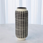 Graphic Grid Vase, Black/White, 11.5" H