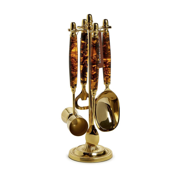 Tortoise Print 4 Pc Bar Set with Stand