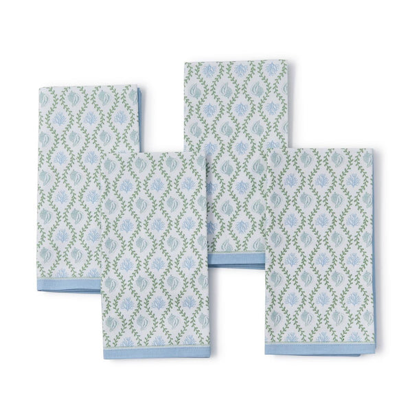 S/4 Coral Reef Block Print Cloth Napkins