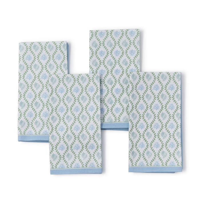 S/4 Coral Reef Block Print Cloth Napkins