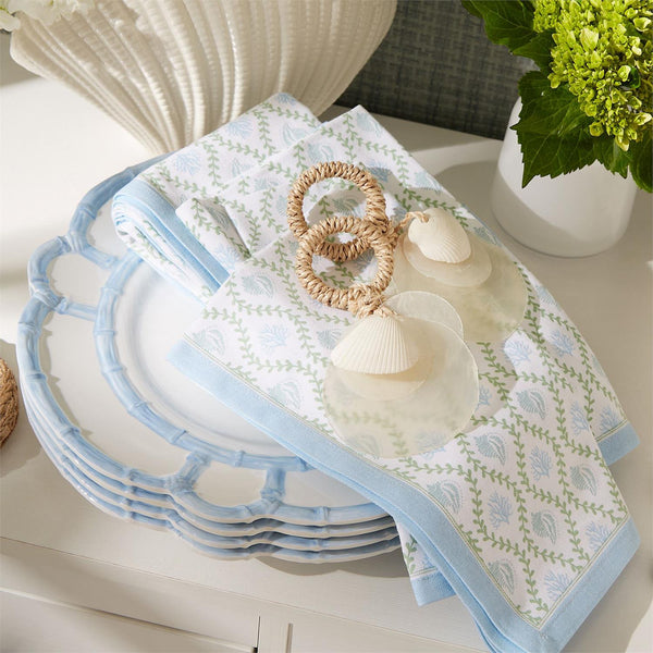 S/4 Coral Reef Block Print Cloth Napkins