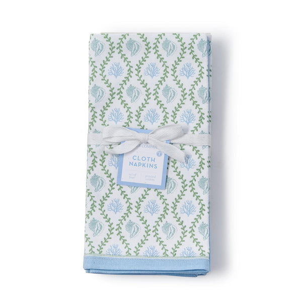 S/4 Coral Reef Block Print Cloth Napkins