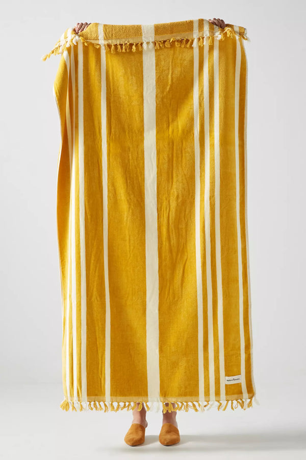 Beach Towel, Vintage Yellow Stripe