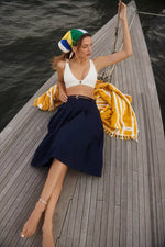 Beach Towel, Vintage Yellow Stripe
