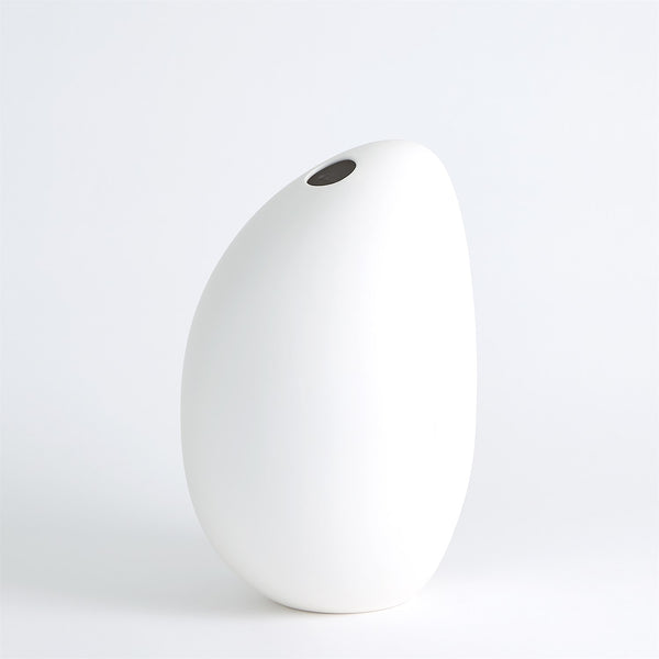 River Stone Vase, Matte White, Small