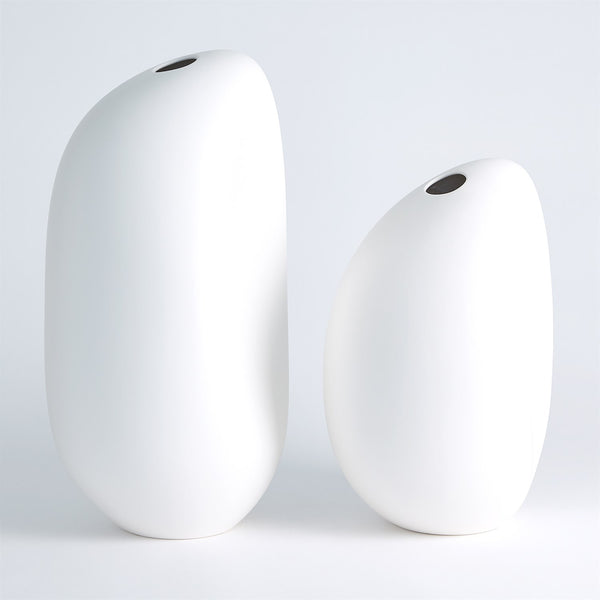 River Stone Vase, Matte White, Large