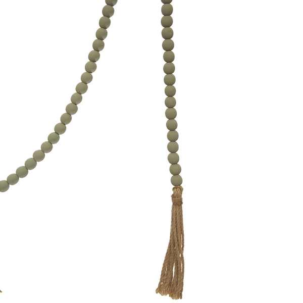 Paulownia Wood Bead with Jute Tassels, Blue