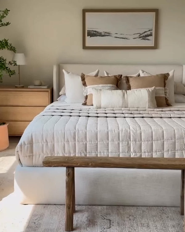 European Linen Box Quilt Collection, Sand