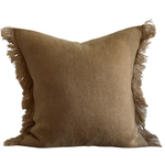 Bleached Oak Belgian Linen Fringe Pillow, 22" x 22"