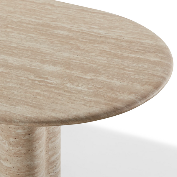 Porto Pill Dining Table 108", Travertine Natural