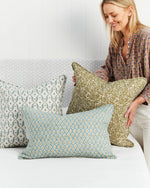 Orvietto Celadon Moss Linen Cushion, 14" x 22"