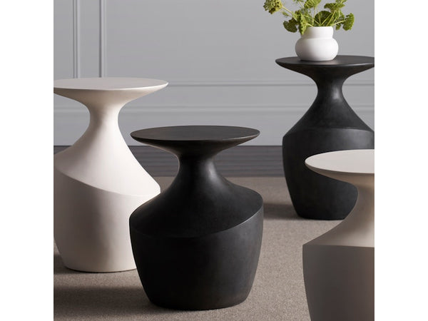 Chelsea Outdoor Side Table, Tall, White, 16"Dia x 23.25"H