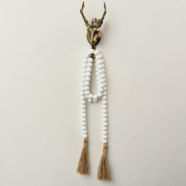 Decorative Wooden Beads, 59", White