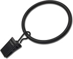 Metal Curtain Rings with Clips, Black, 20 Pack