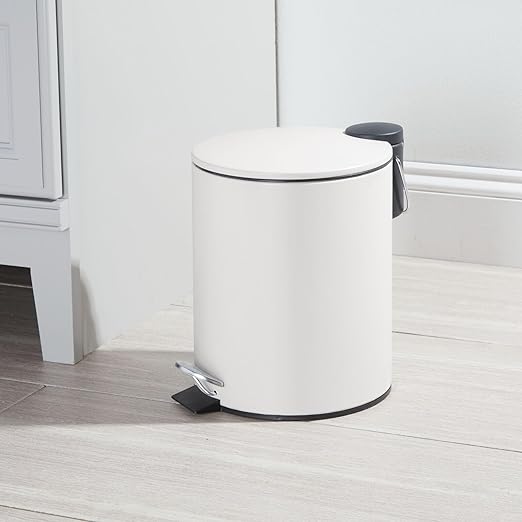 Round Step Can Slim Lid 5L, Matte White