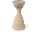 Ellory Leather and Stone Side Table, Tab, Small, 9"Dia x 19"H