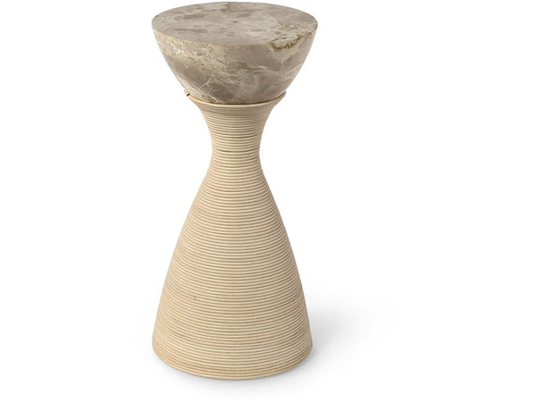 Ellory Leather and Stone Side Table, Tab, Small, 9"Dia x 19"H