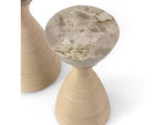 Ellory Leather and Stone Side Table, Tab, Small, 9"Dia x 19"H