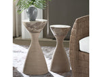 Ellory Leather and Stone Side Table, Tab, Small, 9"Dia x 19"H