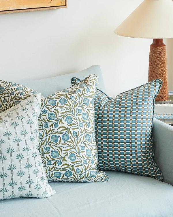 Medusa Lagoon Linen Cushion, 22" x 22"