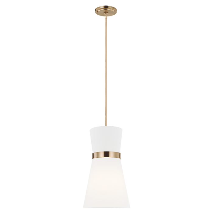 Clark One Light Pendant, Satin Brass