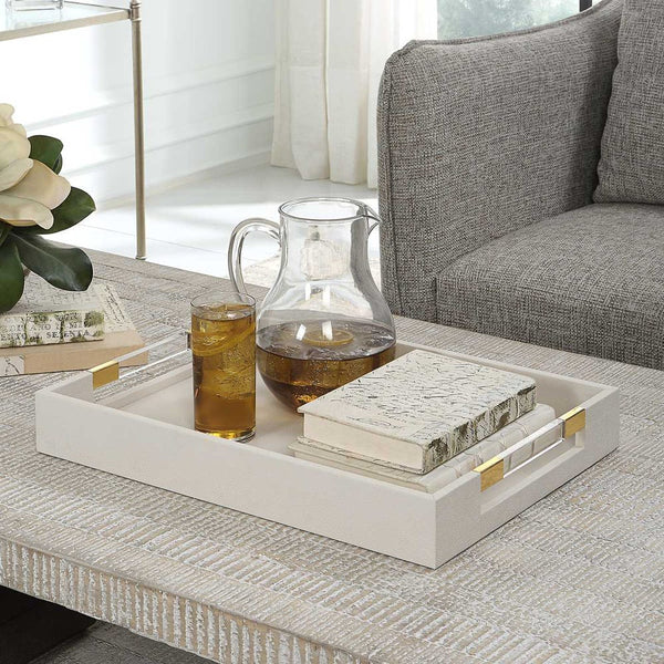 Wessex Tray, White, 19"W x 3"H x 14"D