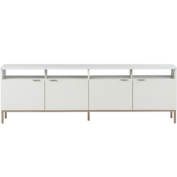 Ambrose Modular Media Stand, Champagne Gold / Cream, 75.25"W x 16.5"D x 24.5"H