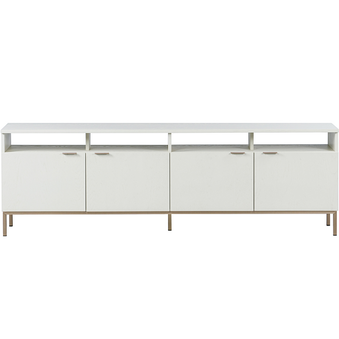 Ambrose Modular Media Stand, Champagne Gold / Cream, 75.25"W x 16.5"D x 24.5"H