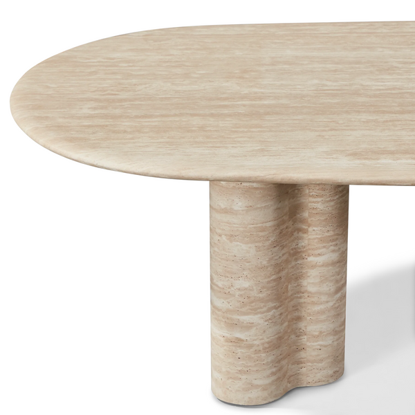 Porto Pill Dining Table 108", Travertine Natural