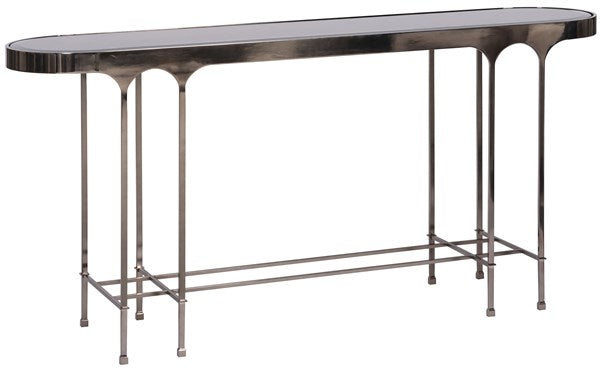 Calliope Console, Polished Cocoa Metal / Bronze Glass, 62"W x 14"D x 30"H