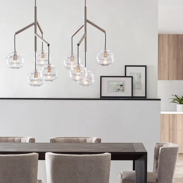 Sedona Single Chandelier, Satin Nickel/ Clear