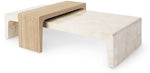 Abbott Stone and Rope Wrapped Nested Coffee Table, 66"L X 41.75"W X 18.25"H