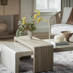 Abbott Stone and Rope Wrapped Nested Coffee Table, 66"L X 41.75"W X 18.25"H