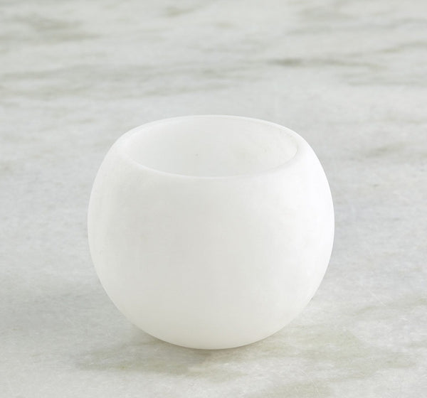 Alabaster Ball Bowl, White