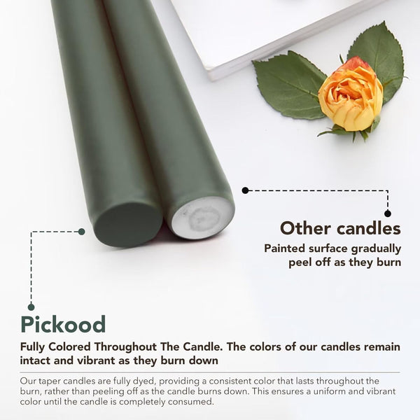 Dark Green Candle Tapers, 10"
