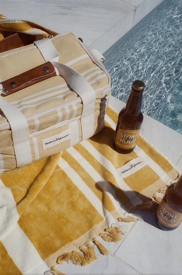 Beach Towel, Vintage Yellow Stripe