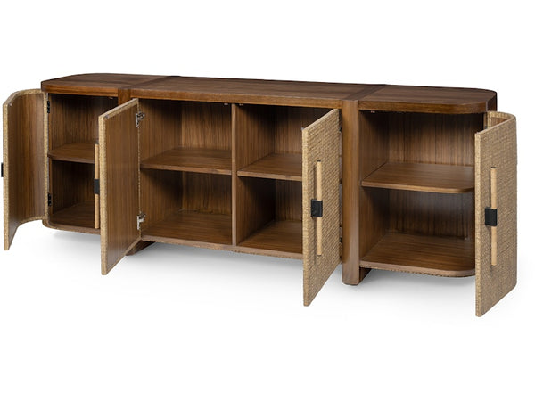 Zoey Walnut Sideboard, 86"W x 22"D x 31.25"H