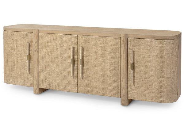 Zoey Natural Oak Sideboard, 86"W x 22"D x 31.25"H
