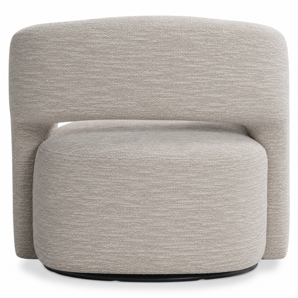Chloe Fabric Swivel Chair - White/Cream Chenille