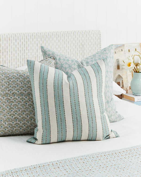 Kesula Celadon Moss Linen Cushion, 20" x 20"
