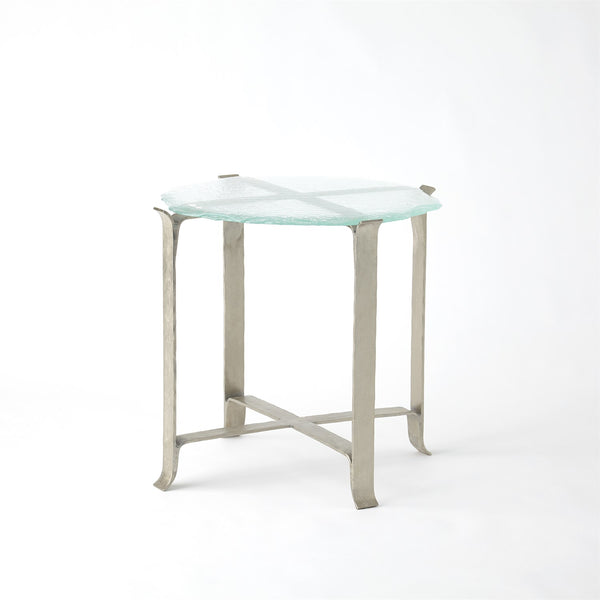 Melting Glass Side Table, Nickel, 24"H x 26.25"Dia