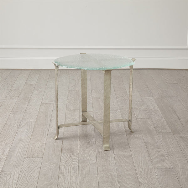Melting Glass Side Table, Nickel, 24"H x 26.25"Dia