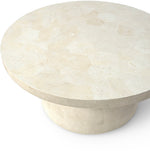 Foley Stone Outdoor Coffee Table - White, 40"Dia