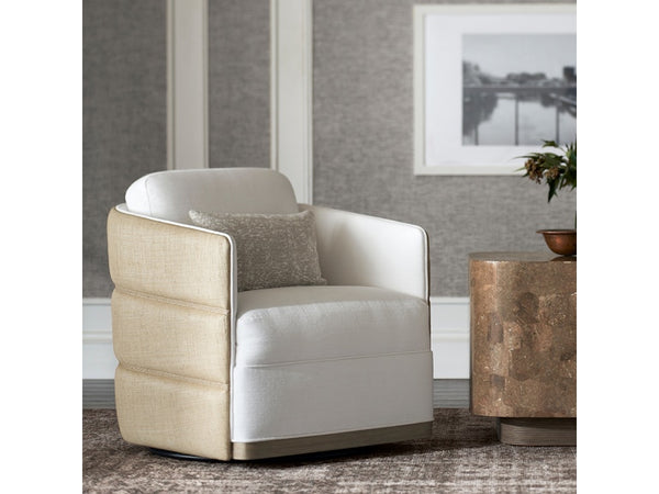 Oakridge Swivel Lounge Chair, Beige/Oyster Chenille