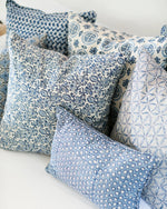 Osaka Azure Linen Cushion, 22" x 22"
