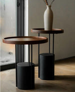 Cloch Low Side Table, Walnut, Black, 17.7" Dia × 19.3" H