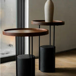 Cloch Low Side Table, Walnut, Black, 17.7" Dia × 19.3" H