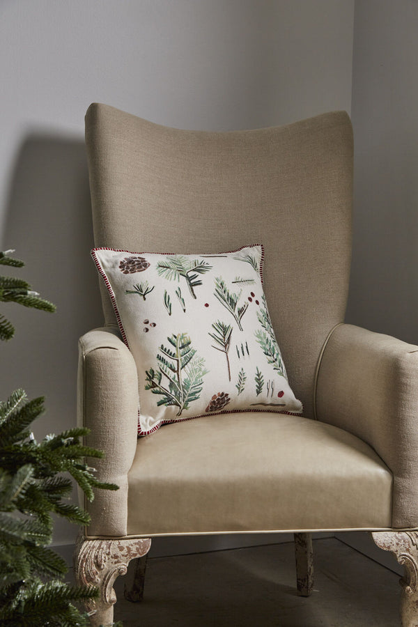 Botanical Pine Pillow, 18" x 18"
