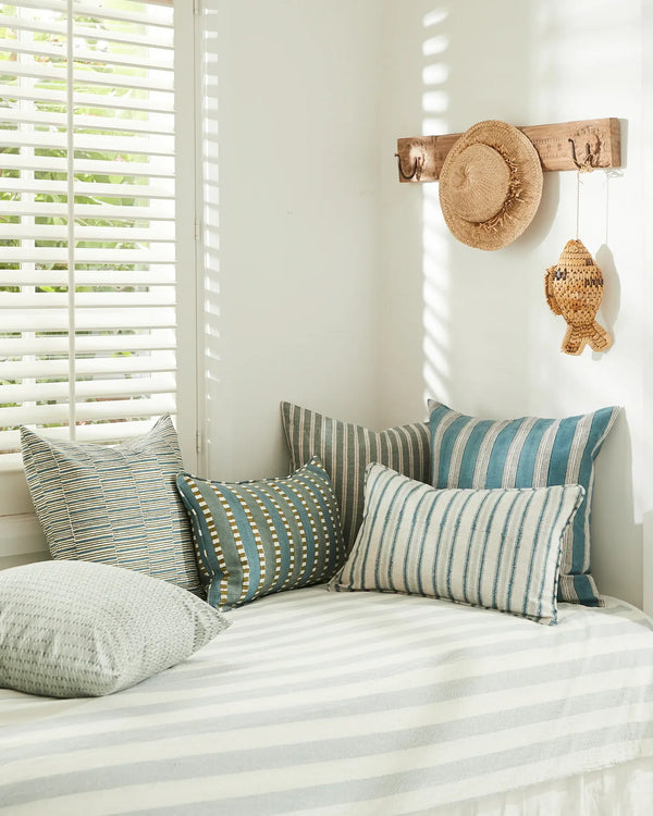 Oaxaca Celadon Linen Cushion, 20" x 20"